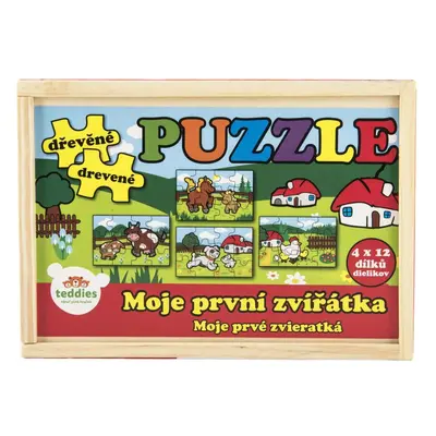 Puzzle Teddies Puzzle dřevěné Moje první zvířátka 4x12 dílků