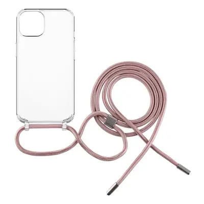 Kryt na mobil FIXED Pure Neck s růžovou šňůrkou na krk pro Apple iPhone 14 Plus