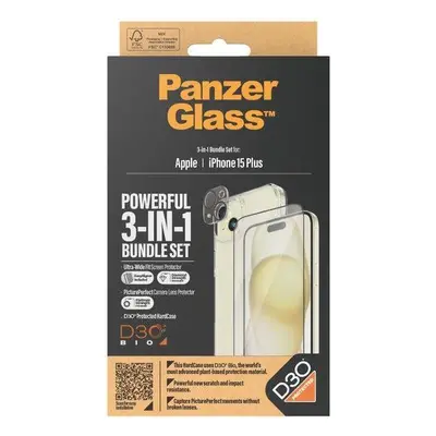 Ochranné sklo PanzerGlass Bundle 3v1 Apple iPhone 15 Plus (PG sklo + HardCase D30 + Camera Prote