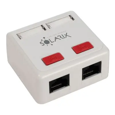 Zásuvka Solarix CAT5E UTP 2 x RJ45 na omítku bílá SX288-5E-UTP-WH