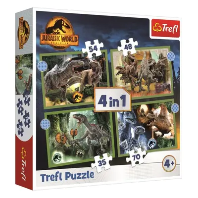 Puzzle Trefl Puzzle Jurský svět: Nadvláda 4v1 (35,48,54,70 dílků)