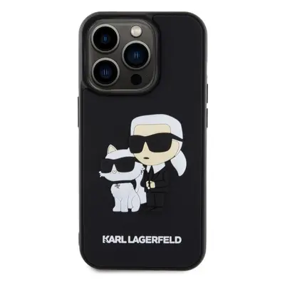 Kryt na mobil Karl Lagerfeld 3D Rubber Karl and Choupette Zadní Kryt pro iPhone 14 Pro Black