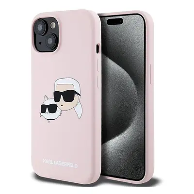 Kryt na mobil Karl Lagerfeld Liquid Silicone Double Heads MagSafe Zadní Kryt pro iPhone 15 Pink