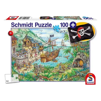 Puzzle Schmidt Puzzle V pirátské zátoce 100 dílků + dárek (pirátská vlajka)