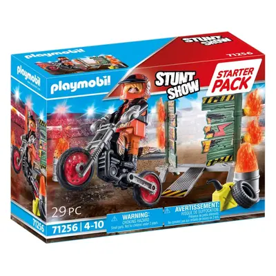 Stavebnice Playmobil 71256 Starter Pack Kaskadérská motorka a ohnivá zeď