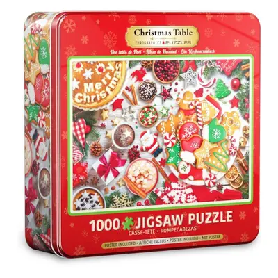 Puzzle Eurographics Puzzle v plechové krabičce Vánoční stůl 1000 dílků