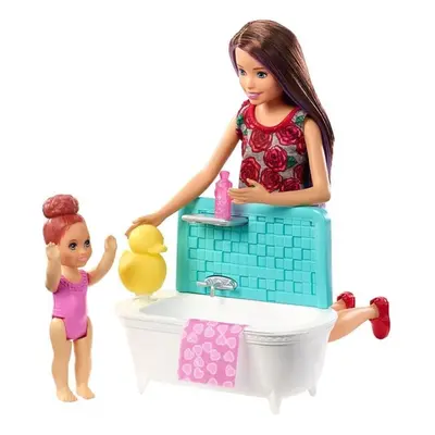 Barbie Chůva herní set v koupelně, Mattel FXH05