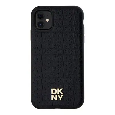 Kryt na mobil DKNY PU Leather Repeat Pattern Stack Logo MagSafe Zadní Kryt pro iPhone 11 Black