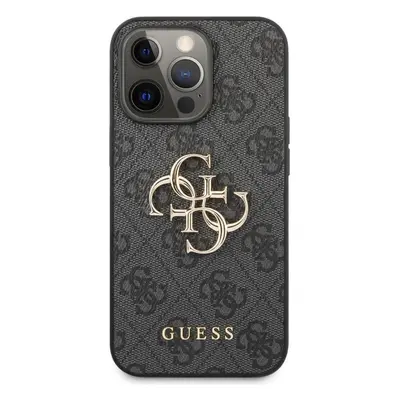 Kryt na mobil Guess PU 4G Metal Logo Zadní Kryt pro Apple iPhone 13 Pro Grey