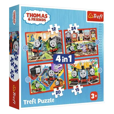 Puzzle Trefl Puzzle Mašinka Tomáš 4 v 1 (12,15, 20, 24 dílků)