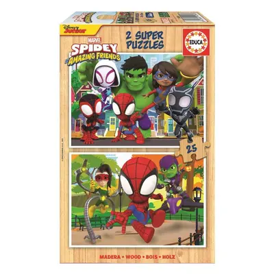 Puzzle Educa Dřevěné puzzle Spidey a jeho úžasní přátelé 2x25 dílků