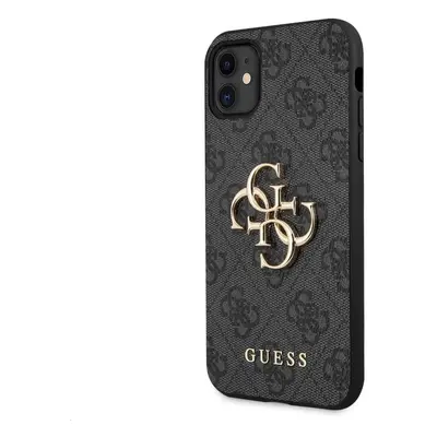 Kryt na mobil Guess PU 4G Metal Logo Zadní Kryt pro Apple iPhone 11 Grey