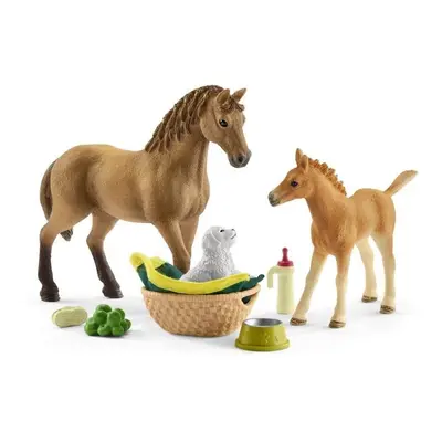 Set figurek a příslušenství Schleich Set hříbě a Quarter kůň se štěňátkem a doplňky 42432