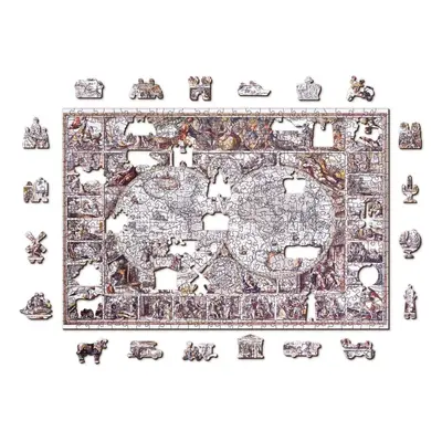 Puzzle Woden City Dřevěné puzzle Mapa doby objevů 2v1, 505 dílků eko