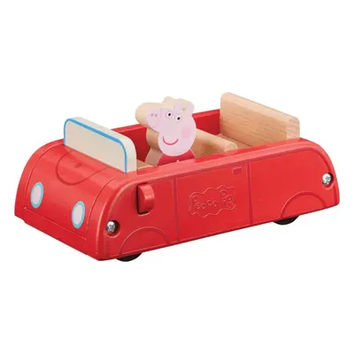 Set figurek a příslušenství Prasátko Peppa dřevěné rodinné auto + figurka Peppa