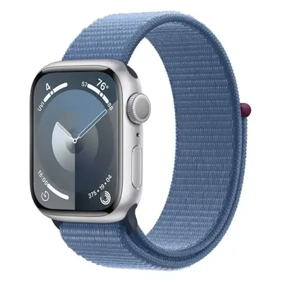 Chytré hodinky Apple Watch Series 9 41mm Stříbrný hliník s ledově modrým provlékacím sportovním 