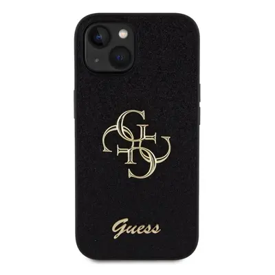 Kryt na mobil Guess PU Fixed Glitter 4G Metal Logo Zadní Kryt pro iPhone 13 Black