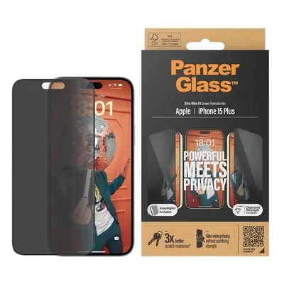 Ochranné sklo PanzerGlass Privacy Apple iPhone 15 Plus s instalačním rámečkem