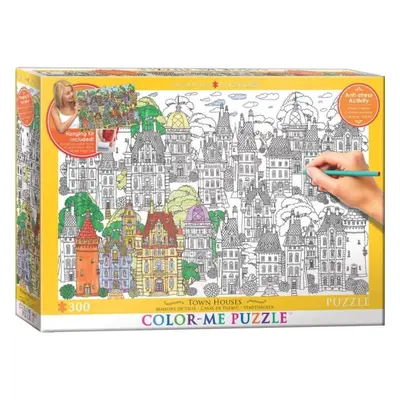 Puzzle Eurographics Color me puzzle Domy ve městě 300 dílků + sada na zavěšení