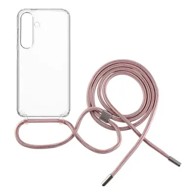 Kryt na mobil FIXED Pure Neck s růžovou šňůrkou na krk pro Samsung Galaxy S24