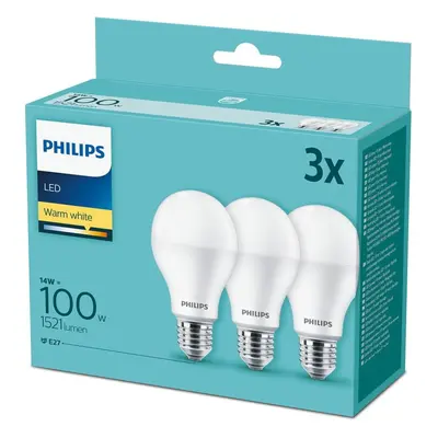 Philips 8718699694920 3x LED žárovka 1x14W | E27 | 1521lm | 2700K - triple pack