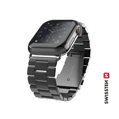 Řemínek Swissten řemínek pro Apple Watch kovový 42-44 mm černý