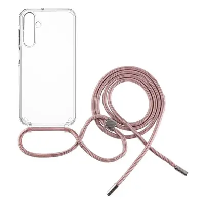 Kryt na mobil FIXED Pure Neck s růžovou šňůrkou na krk pro Samsung Galaxy A25 5G