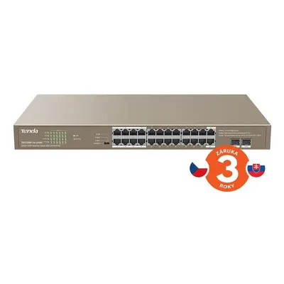 Switch Tenda TEG1126P-24-410W 24x PoE AF/AT Gigabit Switch + 2x SFP, PoE celkem 370W, VLAN, ochr