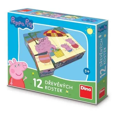 Dřevěné kostky Dino Peppa pig