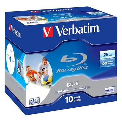 Média VERBATIM BD-R SL 25GB, 6x, printable, jewel case 10 ks