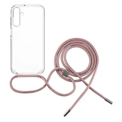 Kryt na mobil FIXED Pure Neck s růžovou šňůrkou na krk pro Samsung Galaxy A15/A15 5G