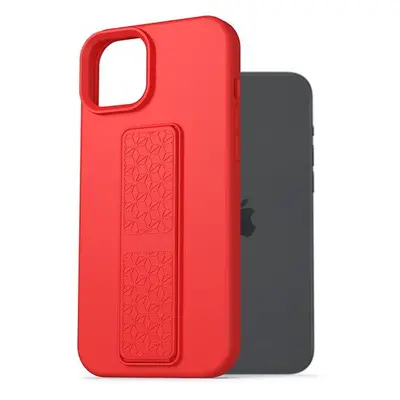 Kryt na mobil AlzaGuard Liquid Silicone Case with Stand pro iPhone 15 Plus červené