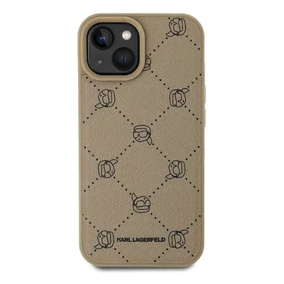 Kryt na mobil Karl Lagerfeld PU Karl Heads Pattern MagSafe Zadní Kryt pro iPhone 15 Beige