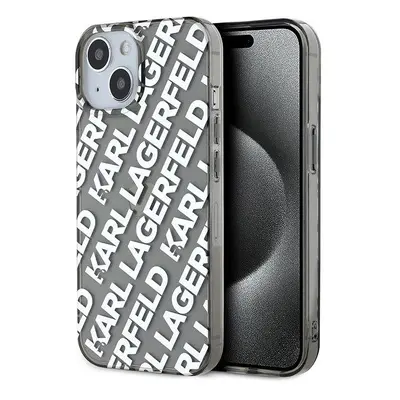 Kryt na mobil Karl Lagerfeld IML Electroplated Repeated Logo Zadní Kryt pro iPhone 15 Silver