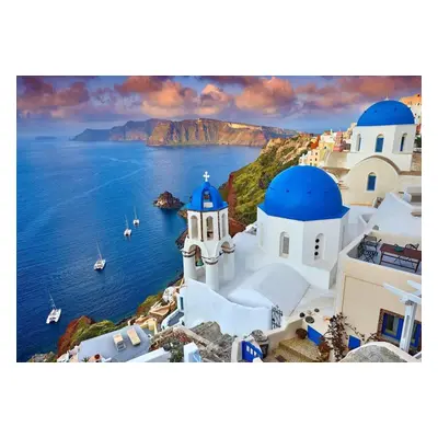 Puzzle Enjoy Santorini - Výhled na lodě, Řecko 1000 dílků