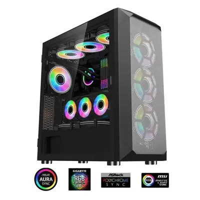 1stCOOL MiddleTower Wind Storm Black, E-ATX, USB3.0 +set 4x ARGB fan