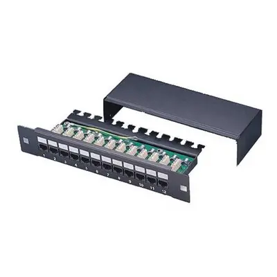 XtendLan Patch panel 10", 1U / 12 portů,CAT5,STP, LSA,s krytem, vodorovné umístění konektorů, ze