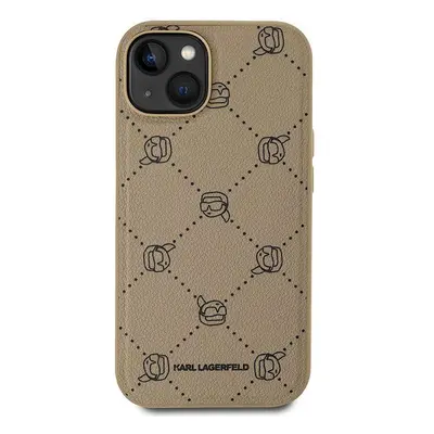 Kryt na mobil Karl Lagerfeld PU Karl Heads Pattern MagSafe Zadní Kryt pro iPhone 14 Beige