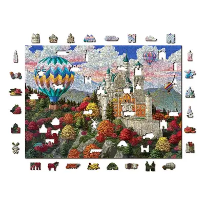 Puzzle Woden City Dřevěné puzzle Zámek Neuschwanstein 2v1, 1010 dílků eko