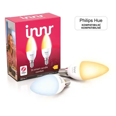 LED žárovka Innr Chytrá LED žárovka E14 Comfort, tvar svíce, kompatibilní s Philips Hue, 2 ks