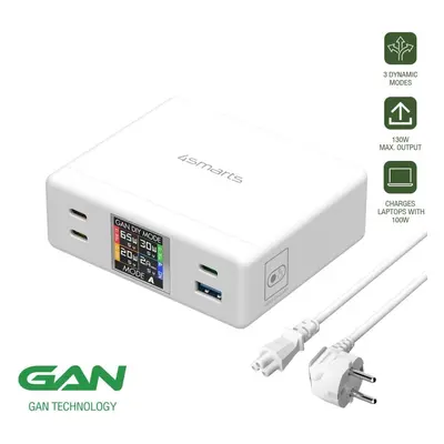 Nabíječka do sítě 4smarts Desk Charger GaN DIY MODE 130W, white