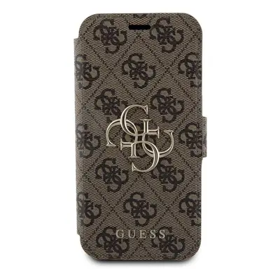 Pouzdro na mobil Guess PU 4G Metal Logo Book Pouzdro pro iPhone 15 Pro Max Brown