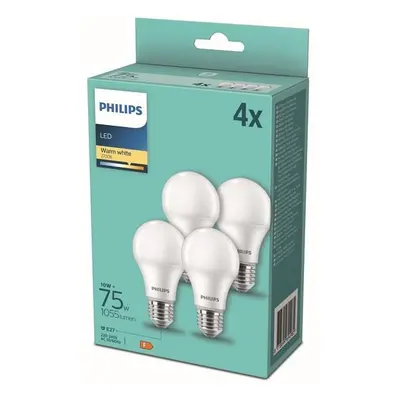 Philips 8718699694982 LED žárovky 4x10W/75W | E27 | 1055lm | A60 | 2700K - set 4 ks