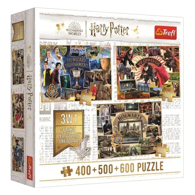 Puzzle Trefl Puzzle Harry Potter Turnaj tří kouzelníků, Famfrpál a Bradavice 400 + 500 + 600 díl