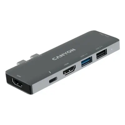 CANYON replikáítor portů DS-5B, 7v1, pro Apple Mackbook s Thunderbolt 3 (USB-C 100W)