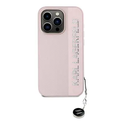 Kryt na mobil Karl Lagerfeld PU Saffiano Rhinestone Charm Zadní Kryt pro iPhone 15 Pro Max Pink