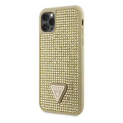 Kryt na mobil Guess Rhinestones Triangle Metal Logo Kryt pro iPhone 11 Pro Gold