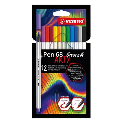 Fixy STABILO Pen 68 brush 12 ks pouzdro "ARTY"