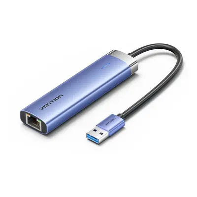 Replikátor portů Vention 5-in-1 USB 3.0 to RJ45/3xUSB 3.0/USB-C Blue Aluminum Alloy Type