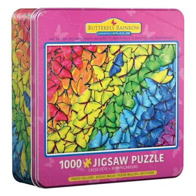 Puzzle Eurographics Puzzle v plechové krabičce Motýlí duha 1000 dílků